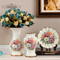 American ceramic vase living room flower arrangement decoration Porch wine rack decoration simple modern dried flowers small fresh three-piece set