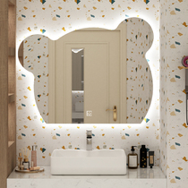 Small Bear Mirror Bathroom Mirror Hanging Wall Style Toilet Separate Smart Beauty And Makeup Dresser Led Lights Small Red Book