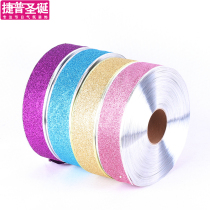 Christmas decorations bow color ribbon pull flower Christmas tree decoration gold powder bow garland painting static stickers