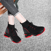 Inner high socks boots women autumn 2021 New thick soled small spring and autumn short boots knitted high socks shoes