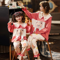 Child Sleepwear Girl Spring Autumn Season Pure Cotton Fashion Girl CUHK Girls daughter Daughter Dress Long Sleeve Home Suit Suit