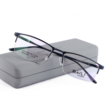 Aluminium magnesium alloy mens half-frame glasses frame with anti-Blu-ray myopia glasses minimalist Business Comfortable Spring Legs