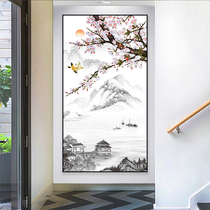 New Chinese vertical porch decoration hanging painting landscape ink landscape corridor aisle living room background mural wall painting