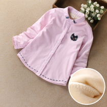 Girls shirt Spring and Autumn long sleeve Korean version of tide childrens foreign style fashionable cotton shirt winter plus velvet padded top