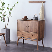 Vinman Black Walnuts Wood Dining Side Cabinet Light Lavish Nordic Style Restaurant Tea Water Wine Water Cabinet For Dinner Lockers Narrow Cabinet New Products