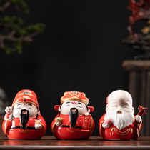 Shoutaoren Fu Lu Shou Samsung ceramic ornaments of wealth God Buddha statue Zhaocai opening housewarming New Home creative gifts