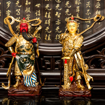 Taiwan Shengfan gilt gold Bronze Garan Weituo left and right Guardian Buddha statue pure copper Wei Tuo Bodhisattva Guan Gong statue ornaments