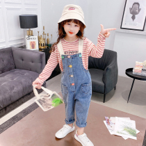 Korean Girls Strap Pants Spring and Autumn Jeans Loose 2021 New Chinese Tong foreign style casual pants Korean pants