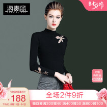 Sea blue black bottoming top womens 2021 autumn new slim simple casual all-match sweater 20842