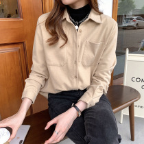 Grinding Thicken Stack Wearing Shirt Woman Autumn Winter Exterior Hitch Coat Lining Coat Blouse Blouse Long Sleeve 100 Hitch Korean Version Retro Port Wind