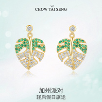 Zhou Dasheng palm leaf earrings female niche design earrings 2021 New Tide senior sense sterling silver earrings