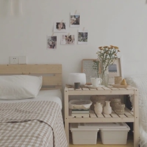 Bedside cabinet in Nordic bedroom bedside cabinet red solid wooden rental bedroom transformation of skeleton frame