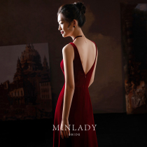 Famous) Pi Mei Toast Bride 2021 New French Womens Banquet Temperament Engagement Red Evening Dress Women