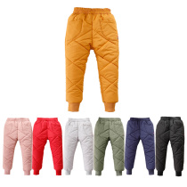 Childrens cotton pants inside Winter big children wear thick silk cotton girls pants boys warm pants