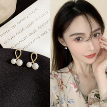 Commuter Pearl Earrings Korea Temperament Net Red Personality Pure Silver Earrings Female Fashion Brief About 100 Ride With Wind Ear Accessories