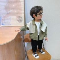 Cute childrens clothing 2021 spring new boy short Korean windbreaker male baby Foreign style coat Spring and Autumn Tide
