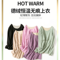Pregnant women plus velvet breastfeeding autumn clothes tops single piece postpartum breastfeeding spring and autumn pajamas confinement clothes winter bottoming shirts
