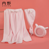 Infield bath towel women Summer thin water absorbent can wear can wrap the chest bath skirt dry hair cap headband set 2021 New