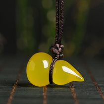 Natural Beeswax topaz gourd pendant for men and women Auspicious Fu Lu pendant Baby jade pendant special price