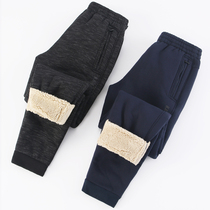 Sports pants winter mens pants Korean version of velvet pants small feet lamb wool padded casual pants