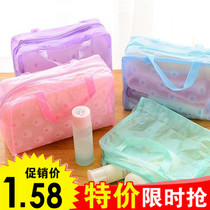Travel Transparent Waterproof Bath Bag Bathroom Toilet Wash Toiletries Bag Makeup Bag Closeout Bag Small square bag South Korea