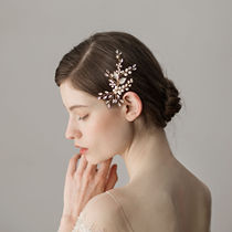 O378 high-end freshwater pearl bride hair accessories shiny horse-Eye diamond bridal comb studio shape yarn photo