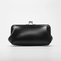 MIKSOLA MANUAL MOUTH GOLD GENUINE LEATHER WALLET WOMAN LONG STYLE RETRO DINNER HAND GRIP WITH HAND GRIP MINIMALIST BUCKLE MOBILE PHONE BAG