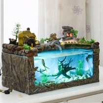 Living room ecological small ultra-white goldfish tank mini glass free of change aquarium office desktop creative home lazy