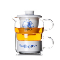 Portable travel tea set carrying case heat-resistant glass filter fast guest Cup One Pot Two Cups kung fu small tea set