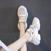 Velcro sandals womens 2021 new summer thick bottom net red fairy mesh surface heightening sports old shoes ins tide
