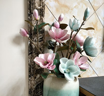 High-end simulation magnolia flower feel silk flower decorative flower fake flower home living room hotel European-style floor-standing flower arrangement dried flowers