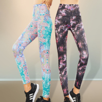 Printed yoga pants womens 2019 new high waist elastic tight pants color running fitness exercise yoga pants