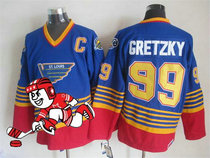 Throwback Retro Hockey Clothing StLouls Blues 99 GRETZKY 16 HULL Jersey