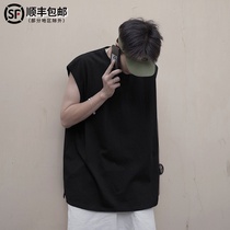 Tide brand sleeveless T-shirt mens summer casual wear sports waistcoat Korean trend ins wild loose solid color vest