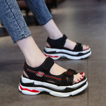 Tide Card Sports Sandals Women 2022 Summer New Korean version Leisure 100 hitch Toe Pine Pastry Thick Bottom Heightening Beach Shoes