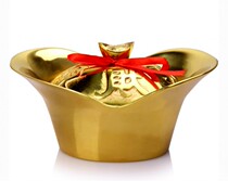 Pure copper open cover gold ingot Feng Shui home decoration gold 10000 7 5-inch covered ingot lucky wealth gathering wealth