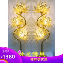 Three K gold crystal Lotus flower floor lamp for Buddha lamp for Buddha hall Temple lamp Household decorative lamp Temple hall lamp