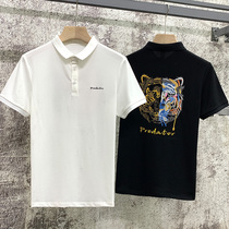 Light luxury tide contrast color tiger head embroidery printing lapel casual Polo shirt men 2021 new fashion short-sleeved t-shirt tide