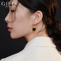 GIFU heart earrings female temperament French retro black earrings design 2021 new earrings thin niche