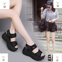 Lightweight soft-soled beach shoes womens muffin and thick-soled sandals Womens summer velcro Korean version of the student rocking shoes tide