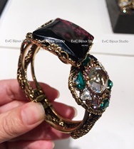 Big-name designer 24k gold-plated sugar series high-order crystal wine red sugar flower bracelet