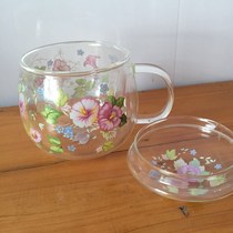 Exquisite thickened high borosilicate glass printing belt Handle teacup with lid Heat-resistant cup with filter glass liner