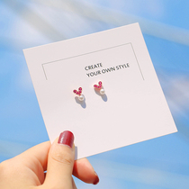 925 sterling silver love heart shaped stud rose red rhinestone Pearl peach heart short temperament earrings student earrings female gift