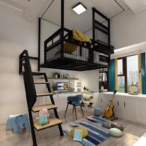 Bedroom Bed Wrought Iron Hammock Space-saving Loft Bed Apartment Elevated Bed Linen Upper Wall-mounted cradle Bed