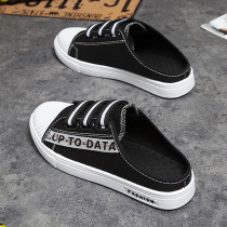 Tide Cards 2022 Summer New Casual Canvas Slippers Trendy Men Sandals Baotou Laziness Shoes Breathable Half Slippers