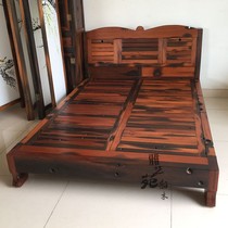 Old ship wood furniture retro bedroom multifunctional solid wood double bed modern minimalist 15m set bed art