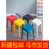 Xinjiang Nordic chair square stool plastic stool thickened home short stool net red sloppy stool restaurant bench