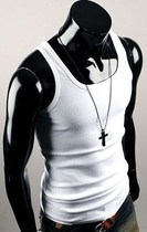  Slim-fit summer tight-fitting cotton bra with two tendons two tendons two tendons breathable mens square neck vest