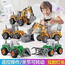 Childrens toys wireless remote control bulldozer excavator boy clip wooden machine forklift drill electric engineering vehicle