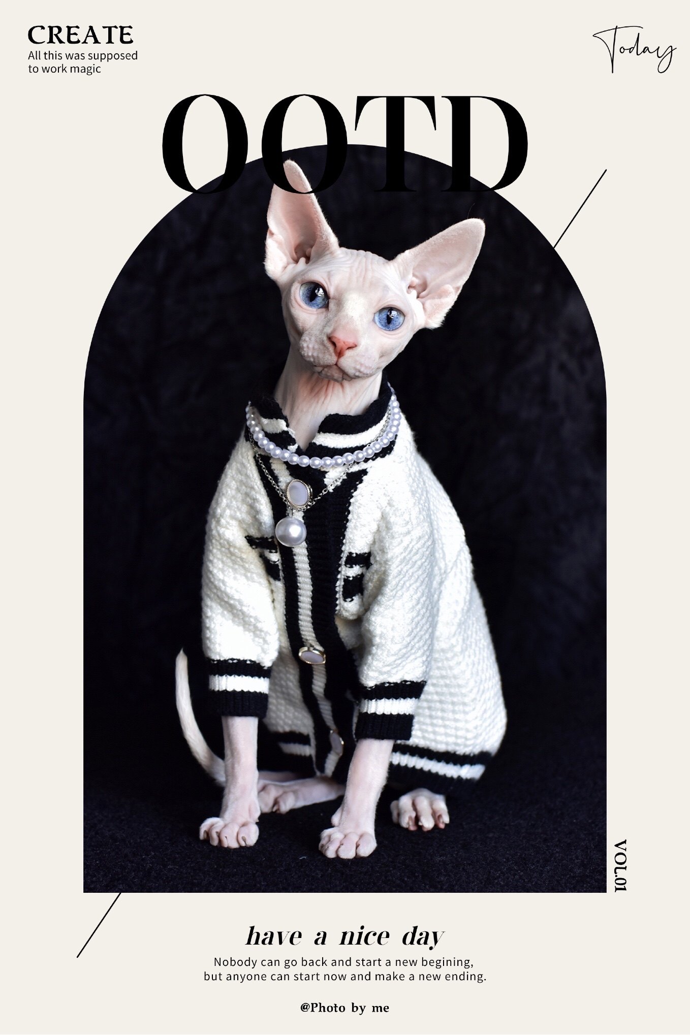 YH - celebrity temperament big brand small fragrance style sanitary clothing cardigan outer four seasons Devens sphinx hairless cat clothes